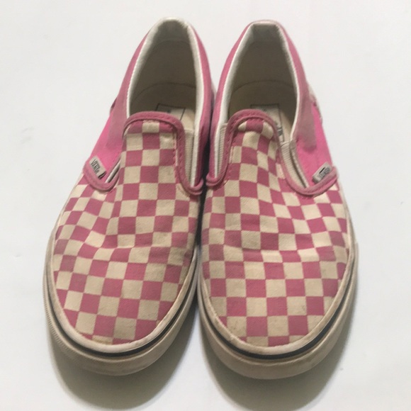 pink and white checkered vans